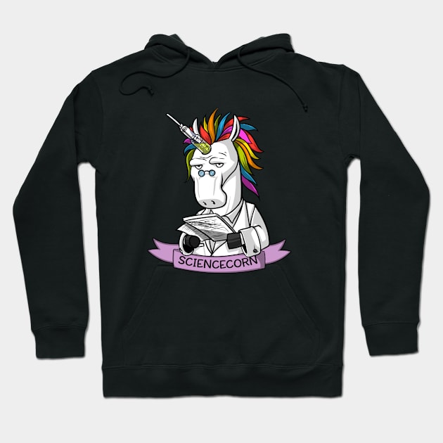 Sciencecorn Funny Magical Unicorn Science Teacher Hoodie by underheaven